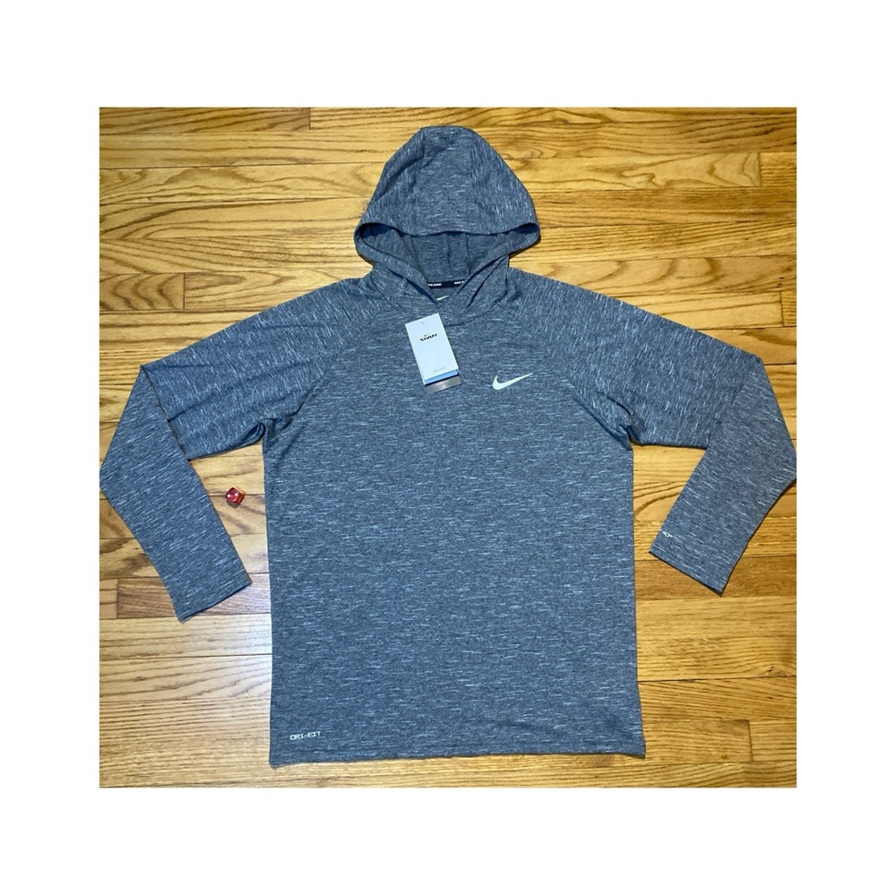 Nike Dri-fit Swim Gray Hydroguard Hooded T-Shirt shirt Men’s sz Medium NEW!!
